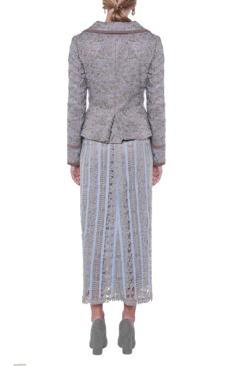 Luisa Beccaria Giacca Aderente In Jacquard Con Farfalle