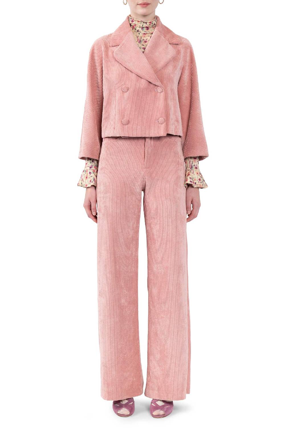 Luisa Beccaria Giacca Corta Doppiopetto In Velluto A Coste