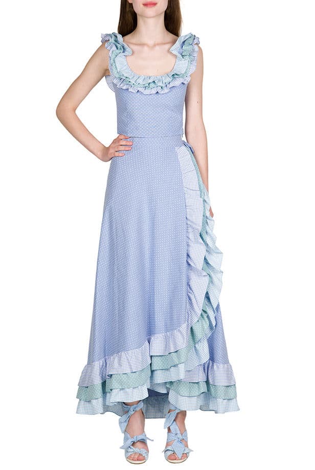 Luisa Beccaria Gonna a portafoglio in cotone a pois