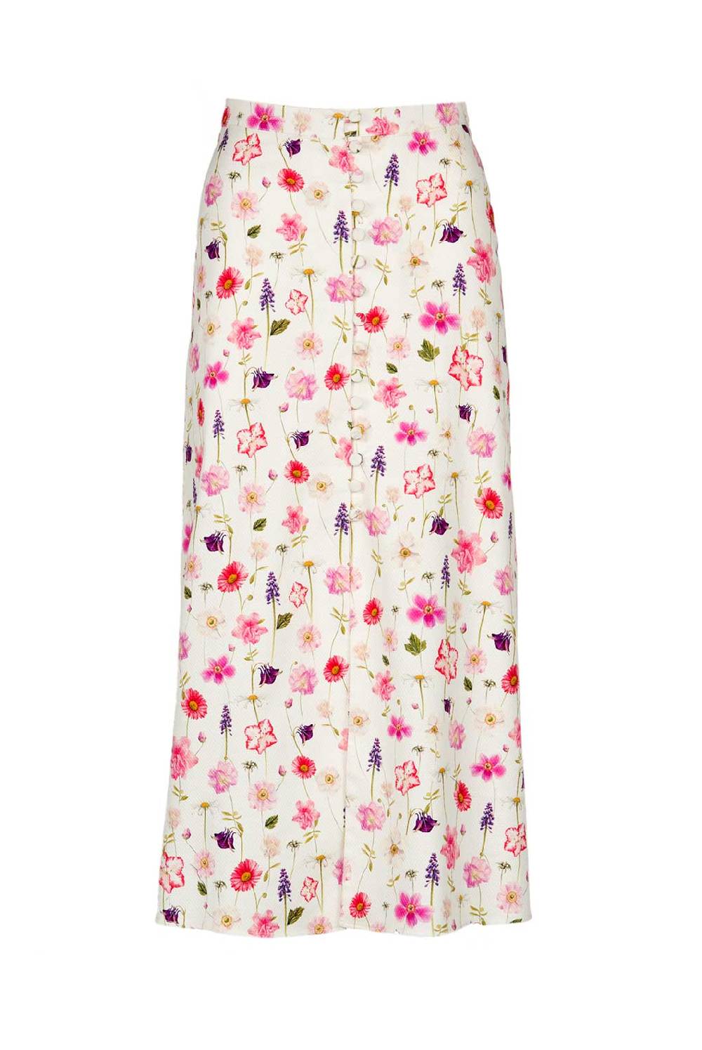 Luisa Beccaria Gonna Bottoncini In Piquet Stampato Floreale In Cotone