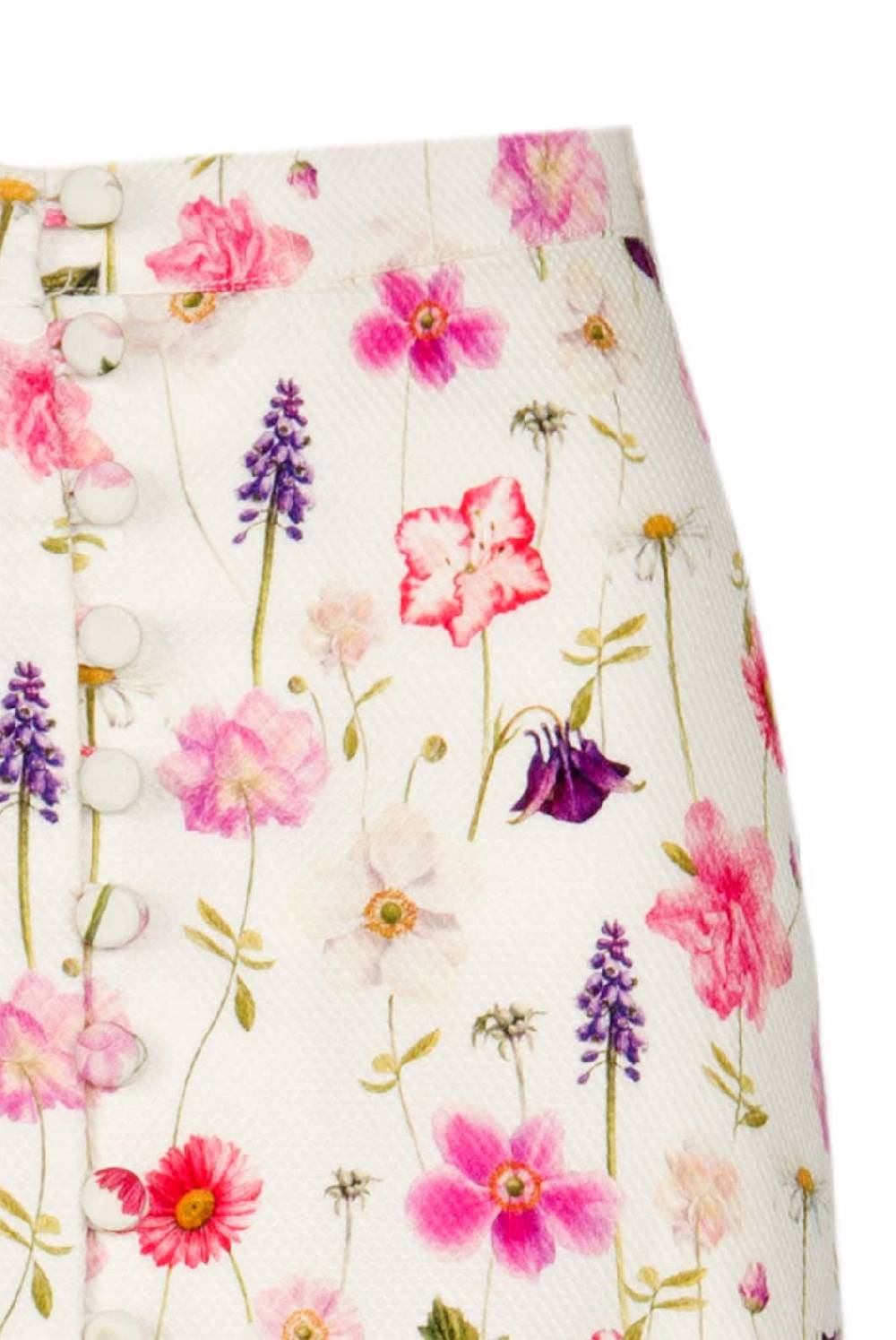 Luisa Beccaria Gonna Bottoncini In Piquet Stampato Floreale In Cotone