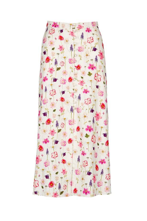 Luisa Beccaria Gonna Bottoncini In Piquet Stampato Floreale In Cotone