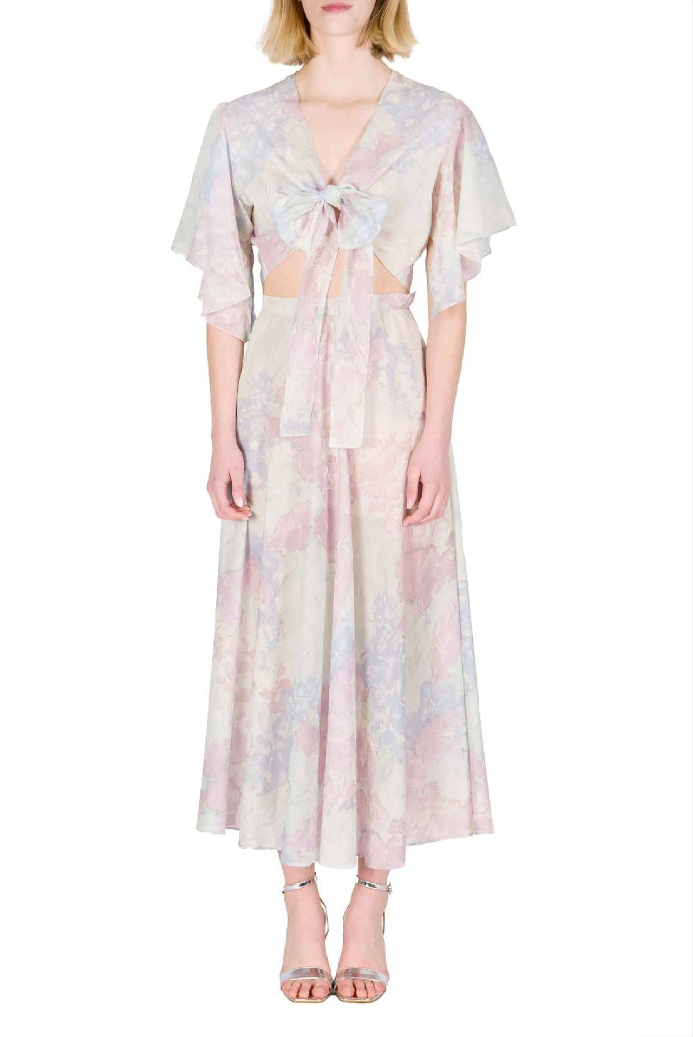 Luisa Beccaria Gonna In Cotone Leggero Stampato Con Fiori Astratti