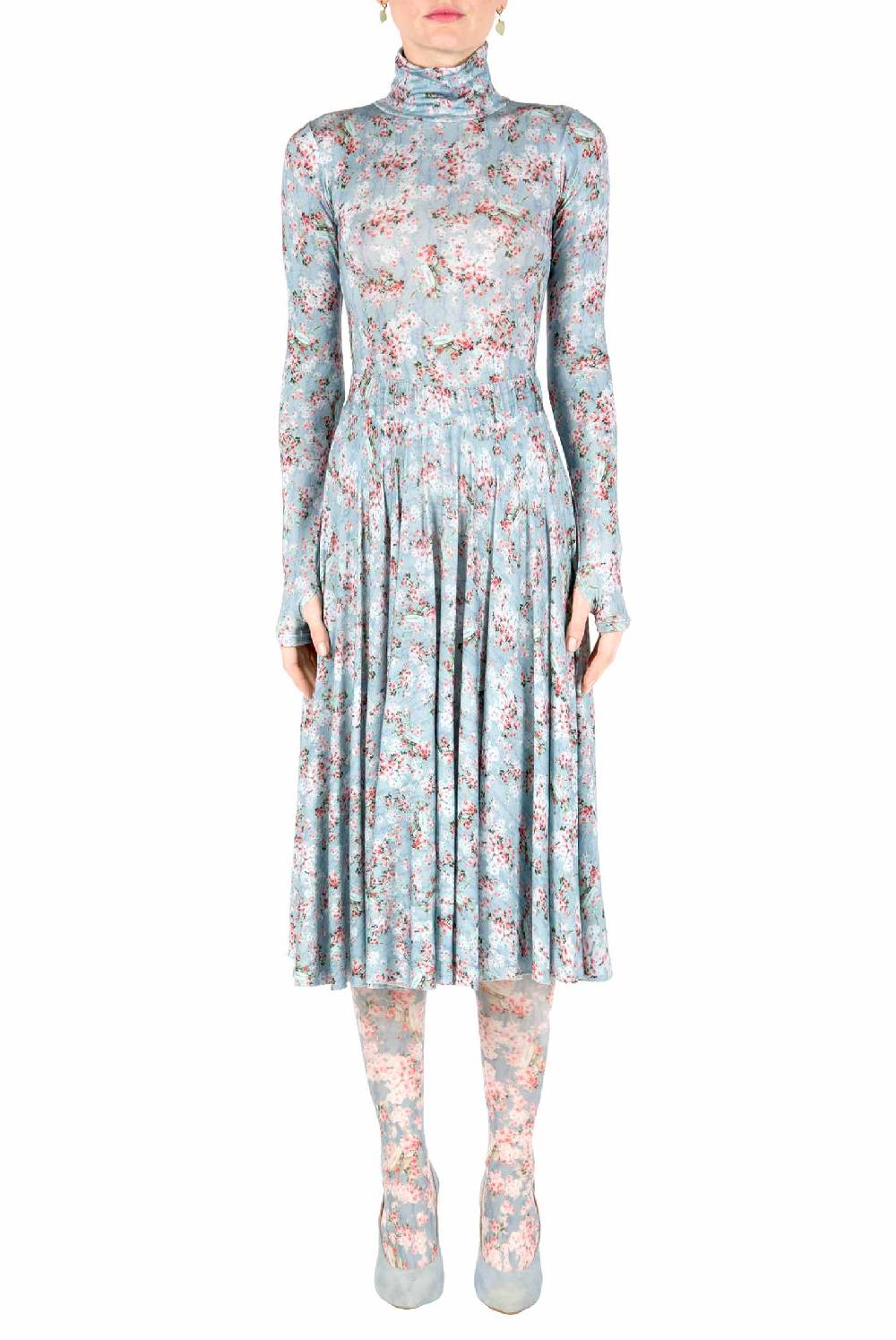 Luisa Beccaria Gonna In Jersey Con Stampa Boccioli Di Rosa