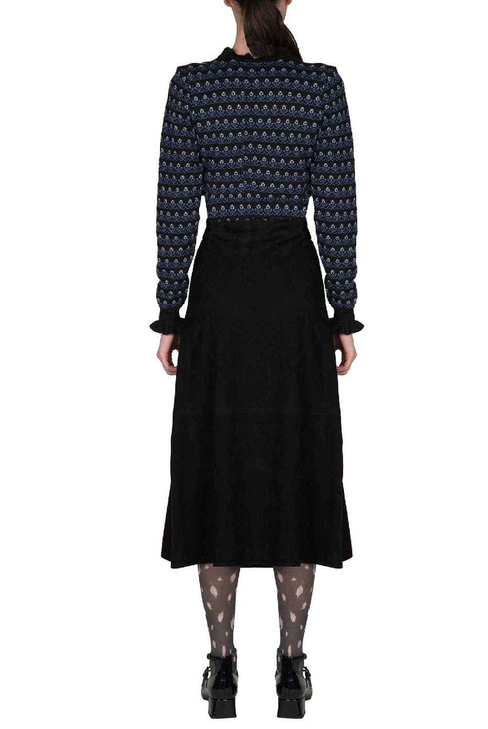 Luisa Beccaria Gonna Longuette In Pelle Scamosciata Nera