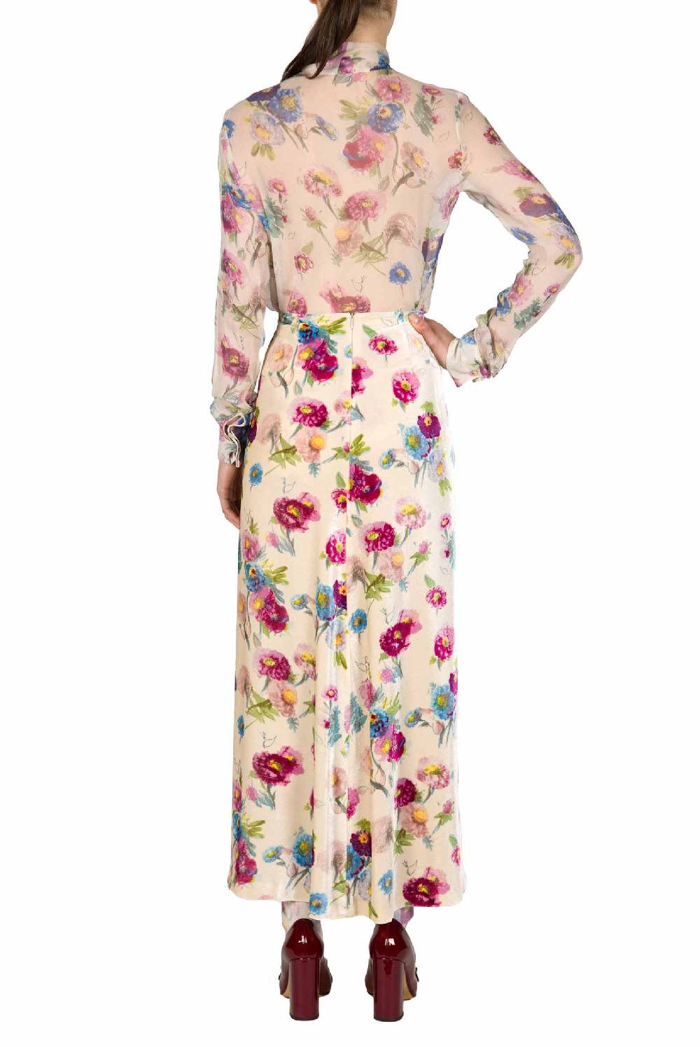 Luisa Beccaria Gonna Macro Anemoni Stampata In Velluto