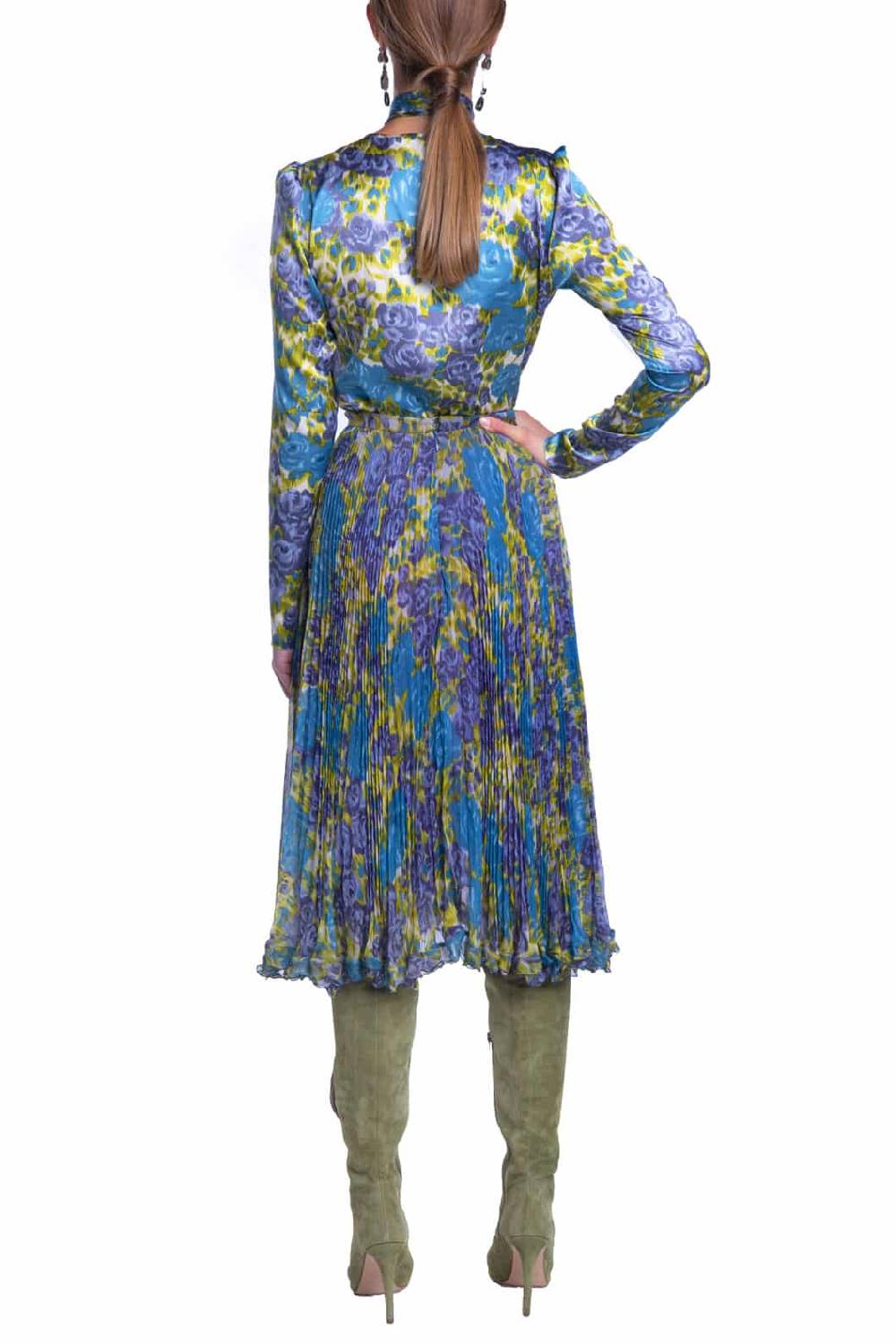 Luisa Beccaria Gonna Plissé In Chiffon Di Seta Stampata