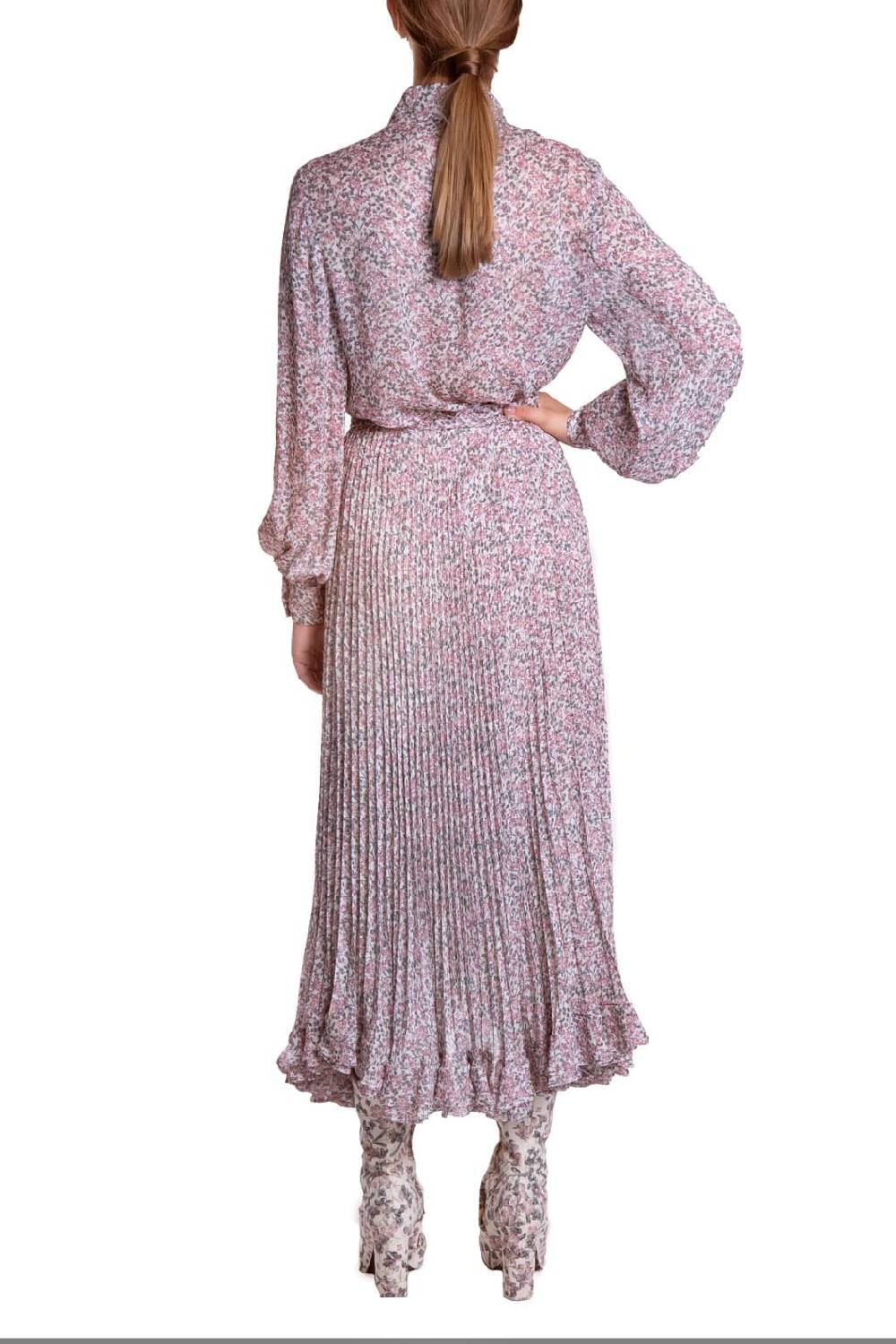 Luisa Beccaria Gonna Plissé In Chiffon Di Seta Stampata