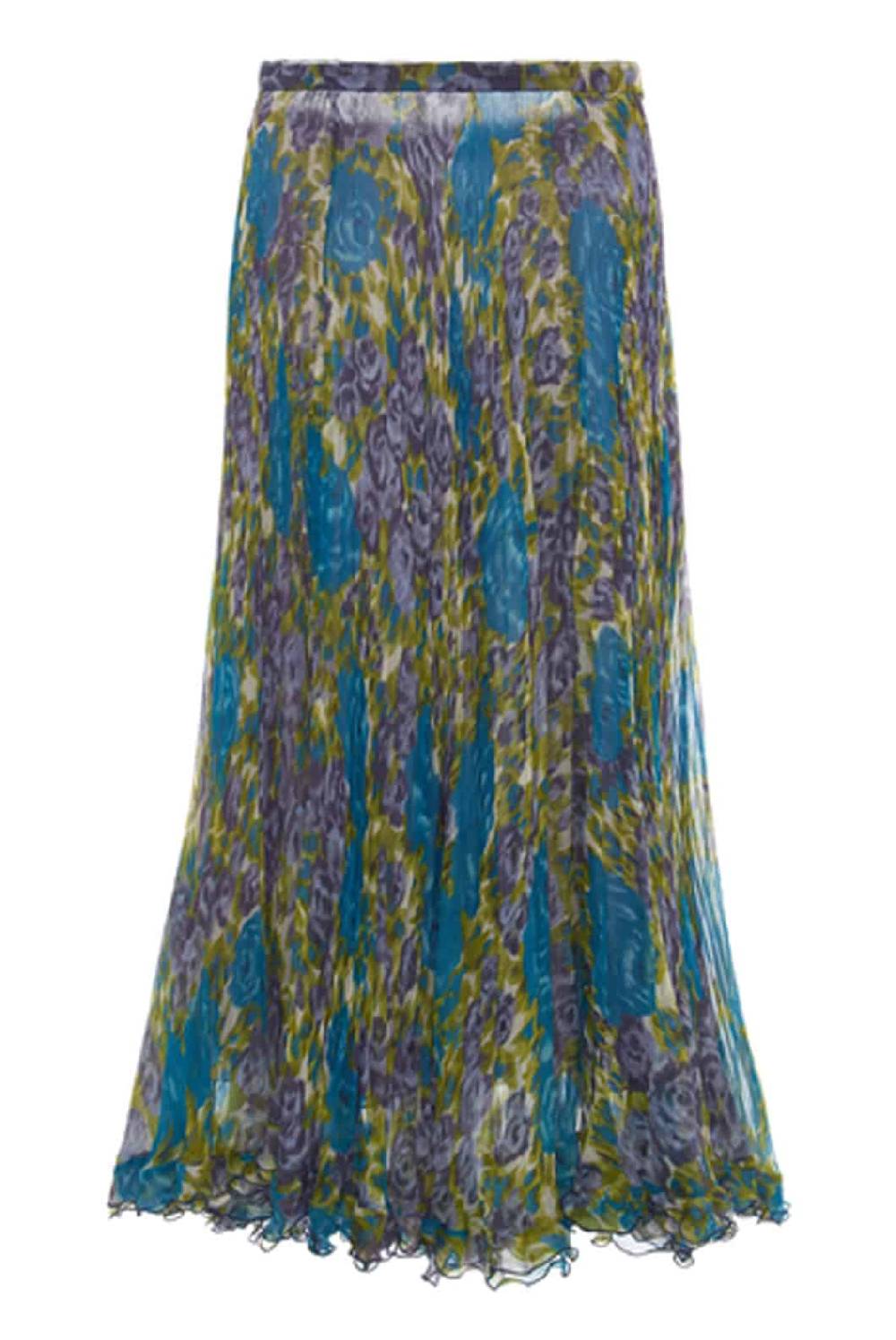 Luisa Beccaria Gonna Plissé In Chiffon Di Seta Stampata