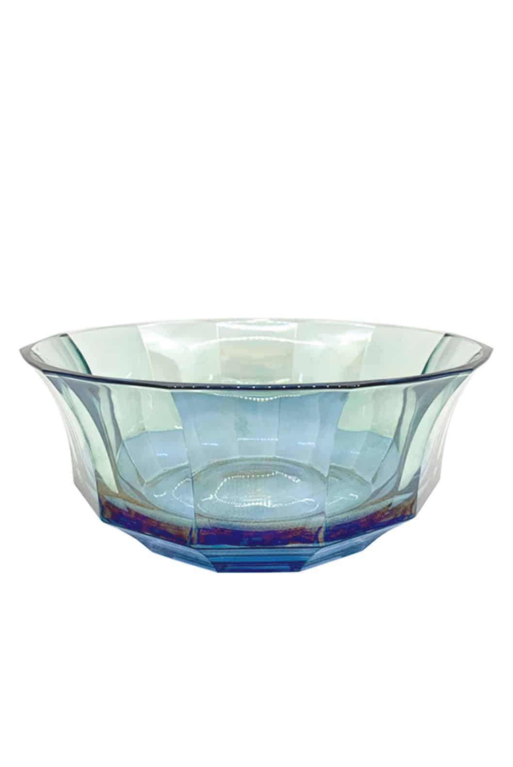 Luisa Beccaria Insalatiera Di Cristallo Sfaccettato Di Colore Blu Al Verde