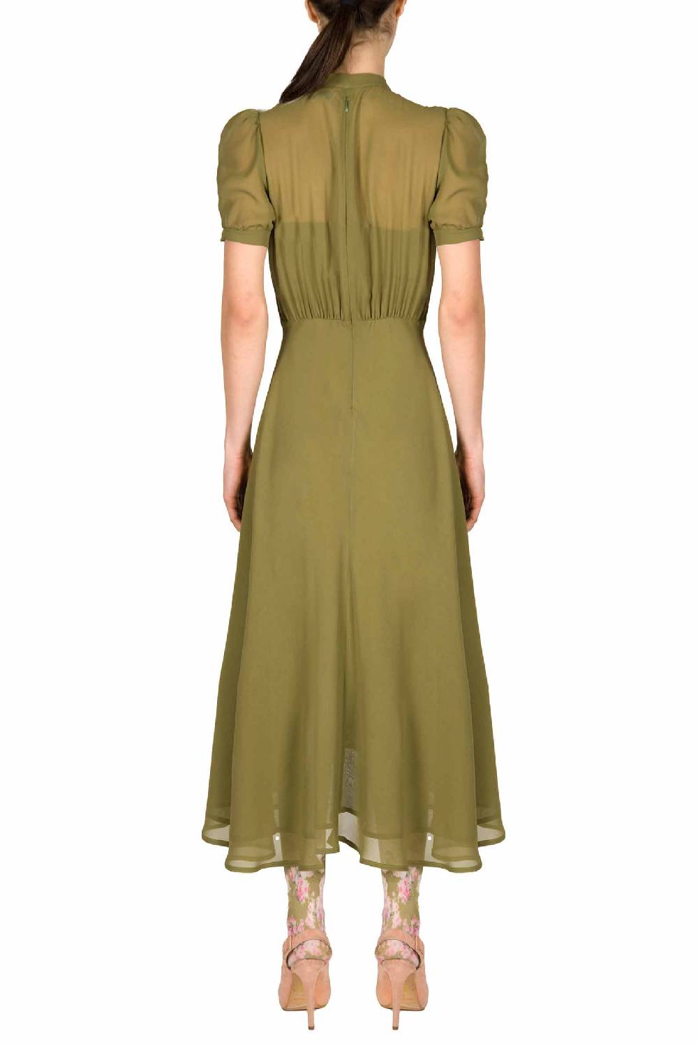 Luisa Beccaria Abito Bottoncino In Georgette Verde