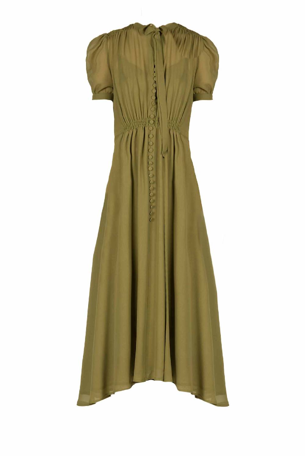 Luisa Beccaria Abito Bottoncino In Georgette Verde