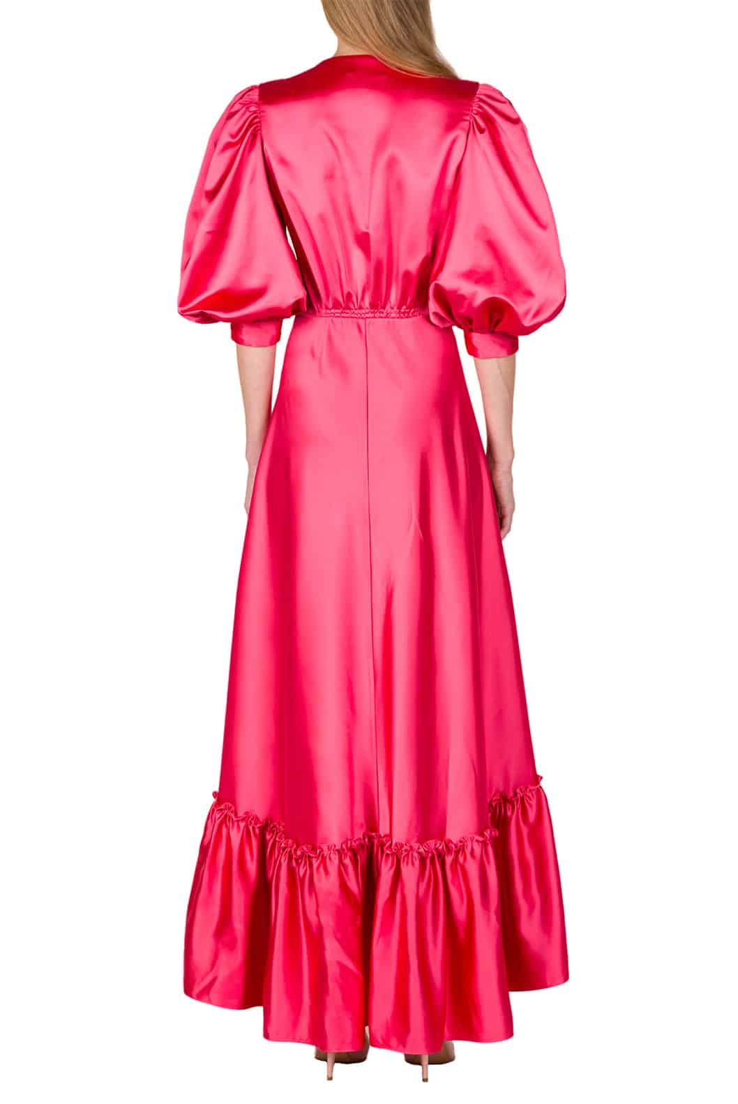 Luisa Beccaria Abito Bottoncino In Raso Con Balze