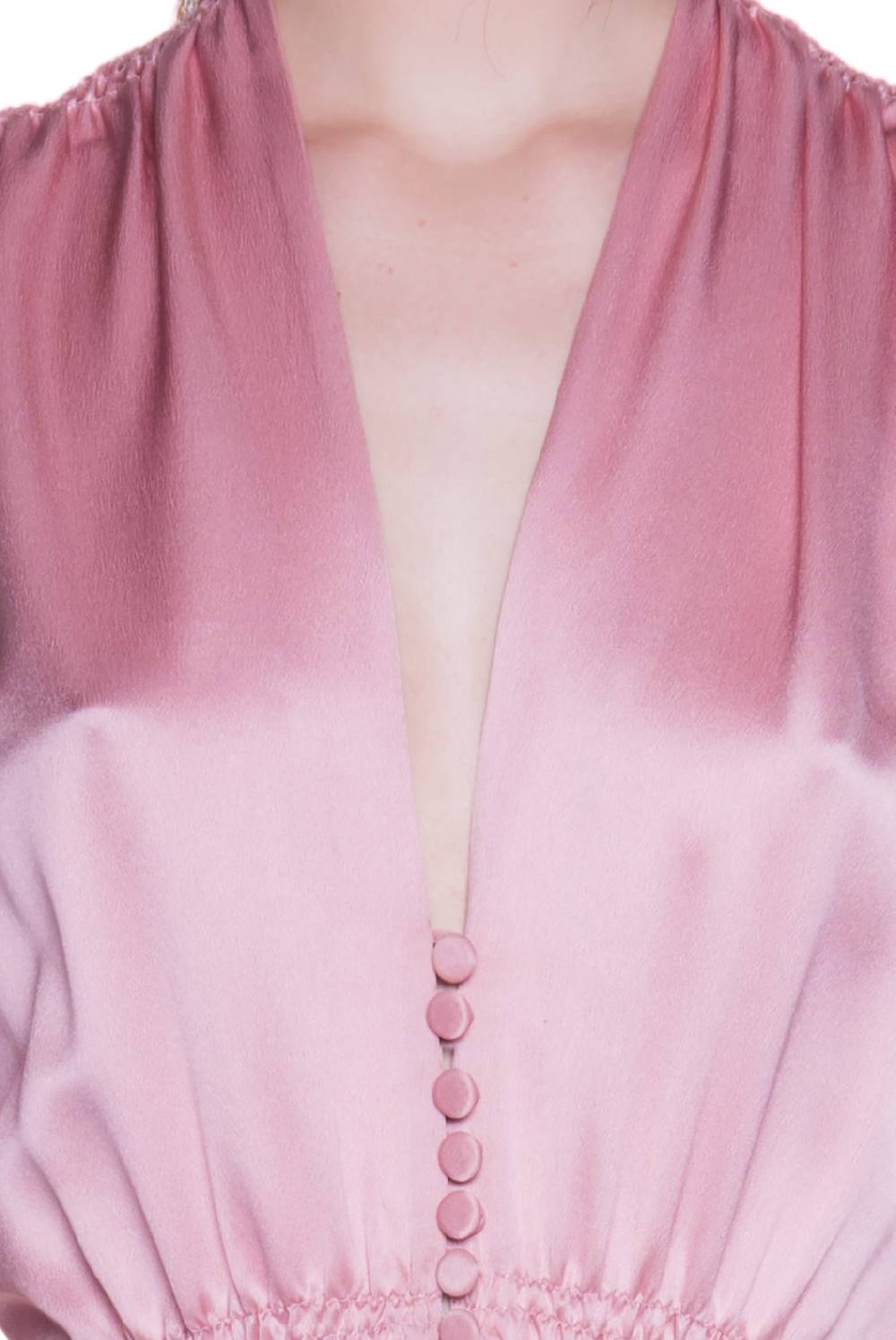 Luisa Beccaria Abito Bottoncino In Raso Rosa