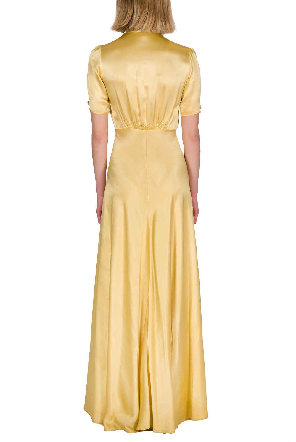 Luisa Beccaria Abito Bottoncino In Seta Giallo