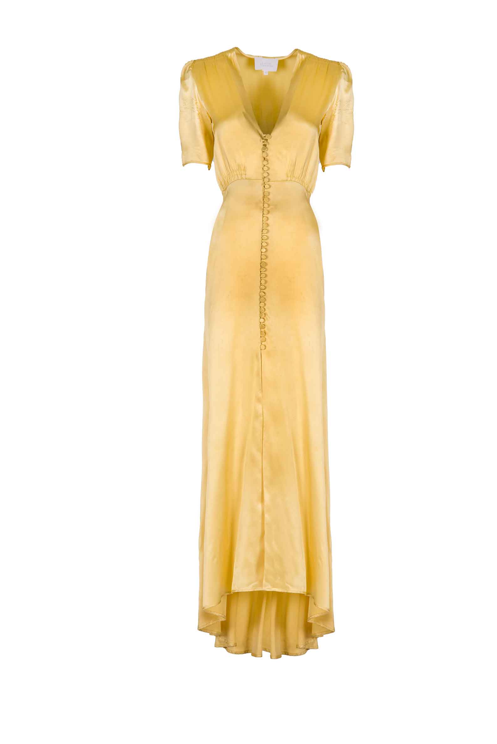 Luisa Beccaria Abito Bottoncino in Seta Giallo