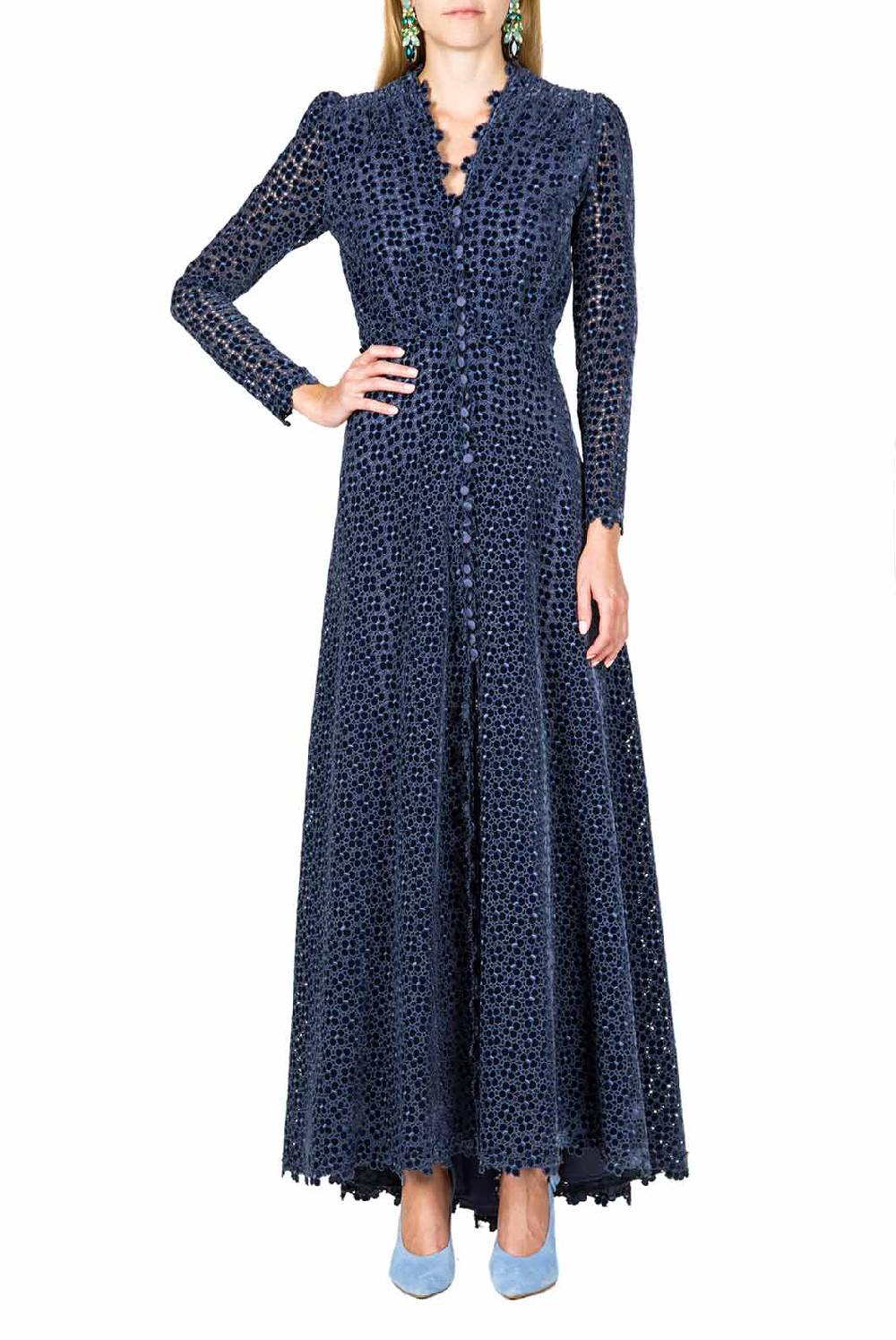 Luisa Beccaria Abito Bottoncino Ricamato Floreale