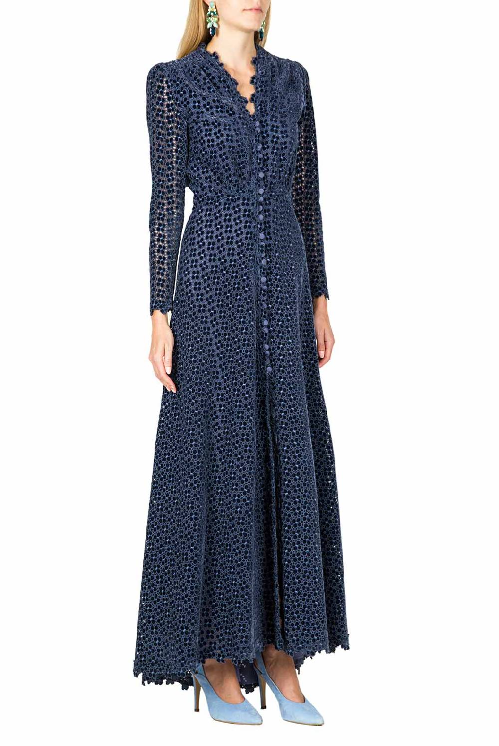 Luisa Beccaria Abito Bottoncino Ricamato Floreale