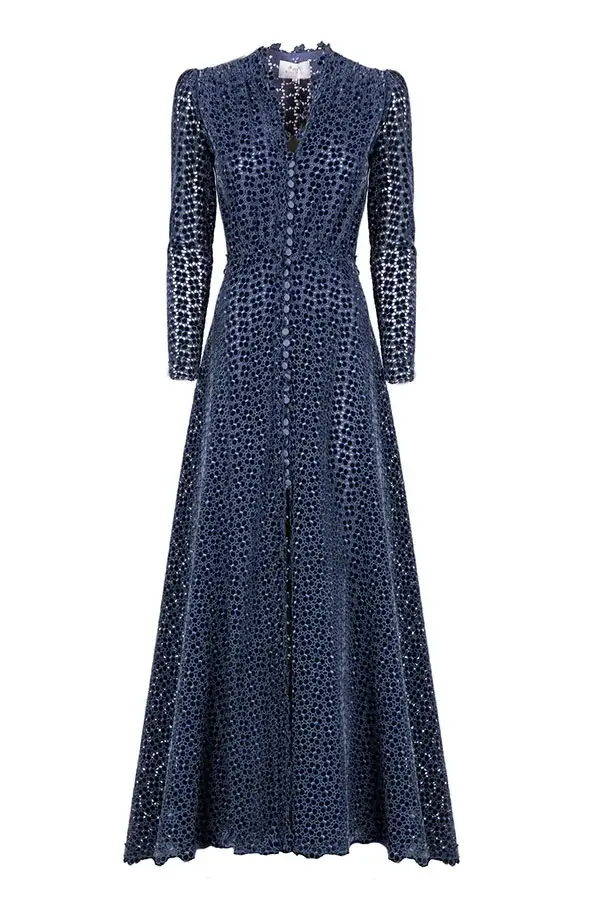 Luisa Beccaria Abito Bottoncino Ricamato Floreale