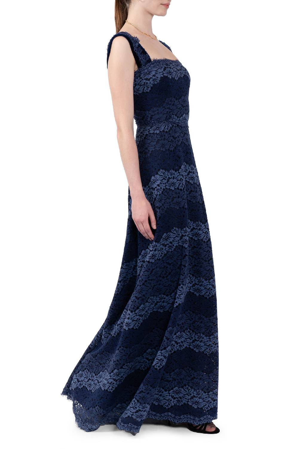 Luisa Beccaria Abito Bustier In Pizzo A Righe