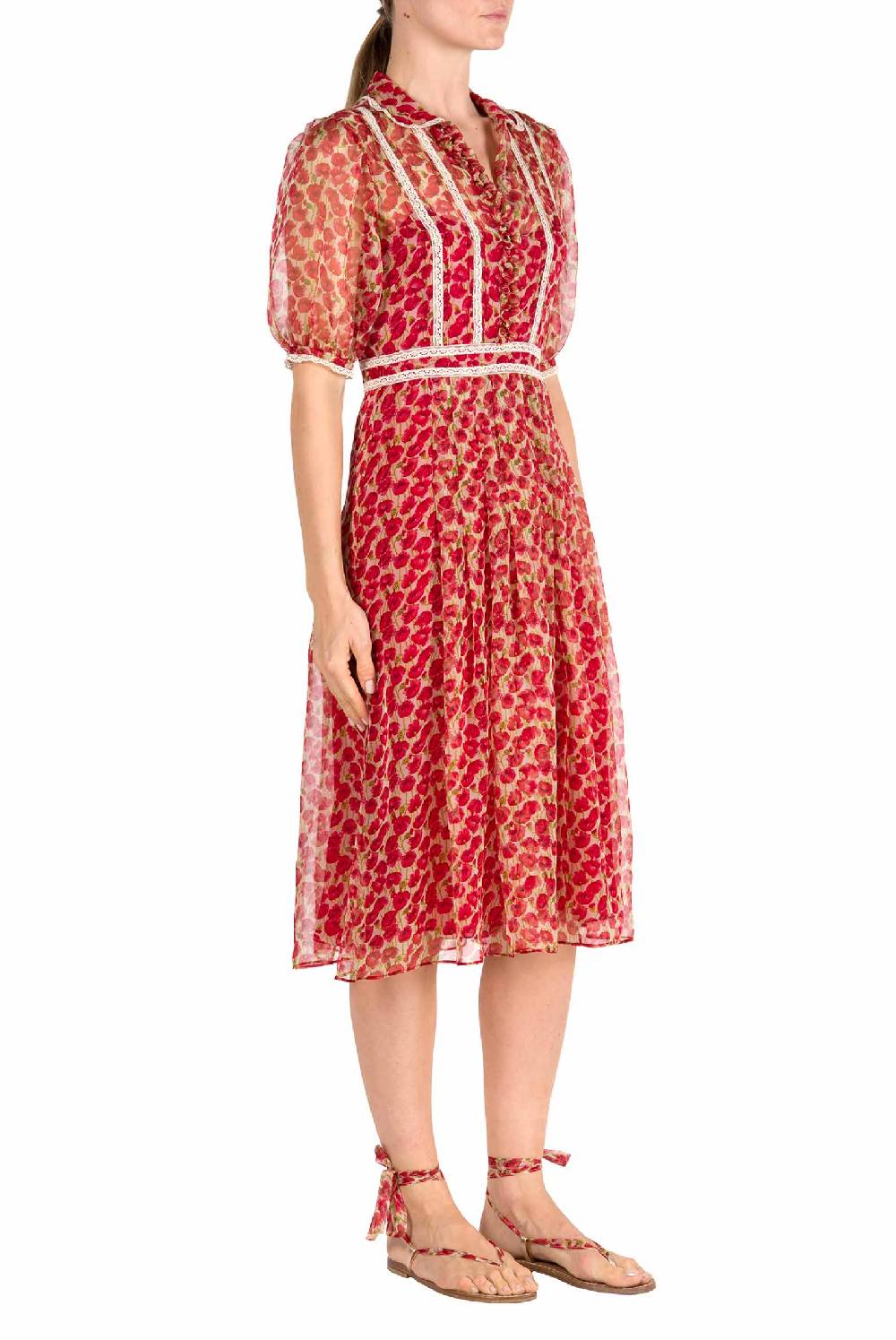 Luisa Beccaria Abito Chemisier Con Micro Papaveri