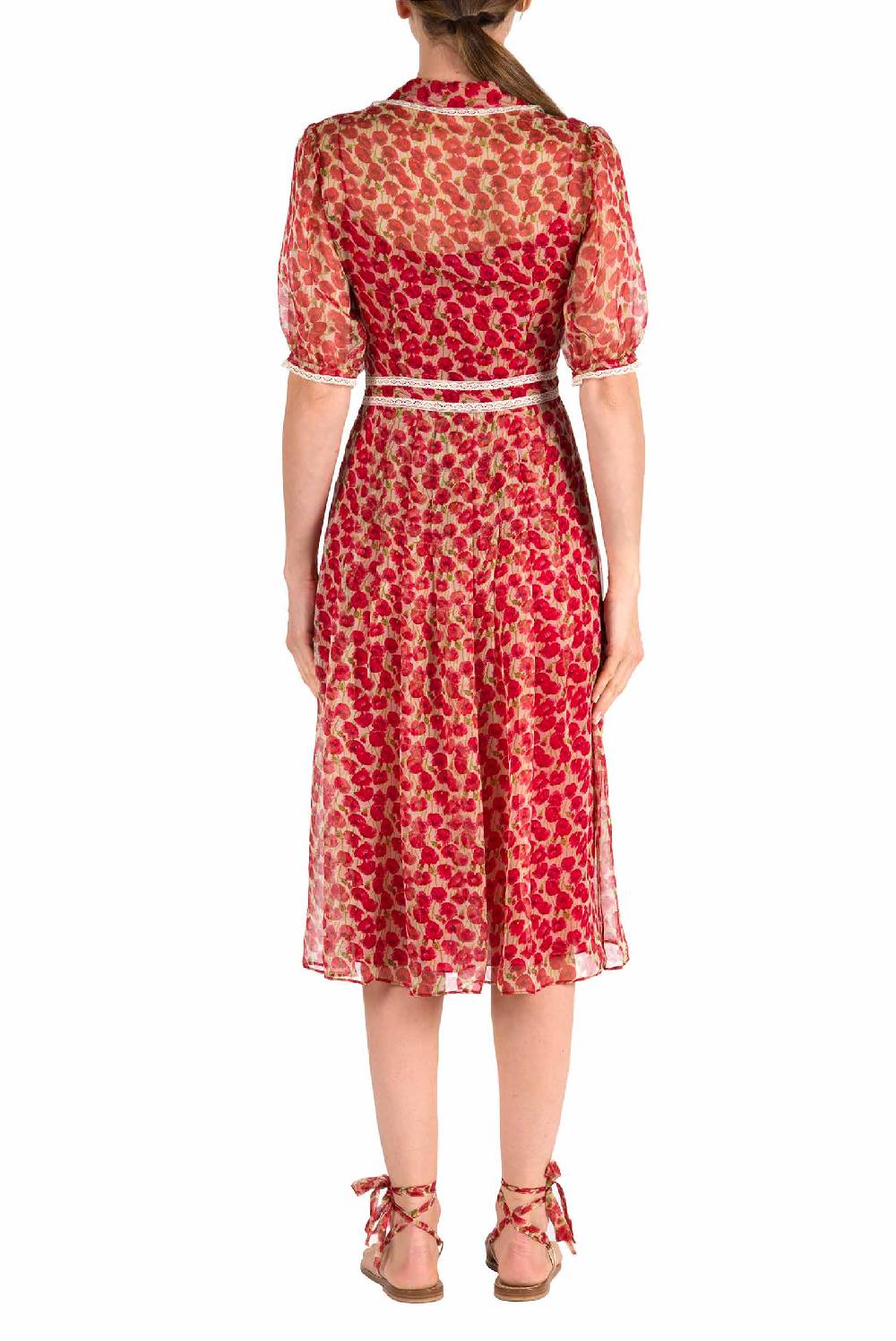 Luisa Beccaria Abito Chemisier Con Micro Papaveri