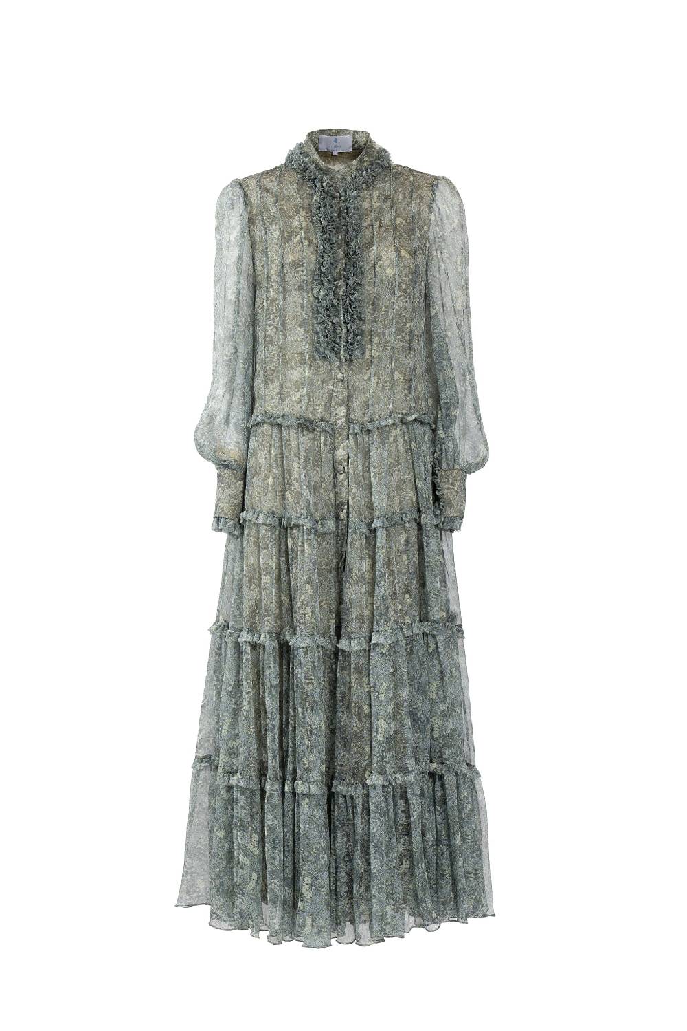 Luisa Beccaria Abito Chemisier in Chiffon con Rose