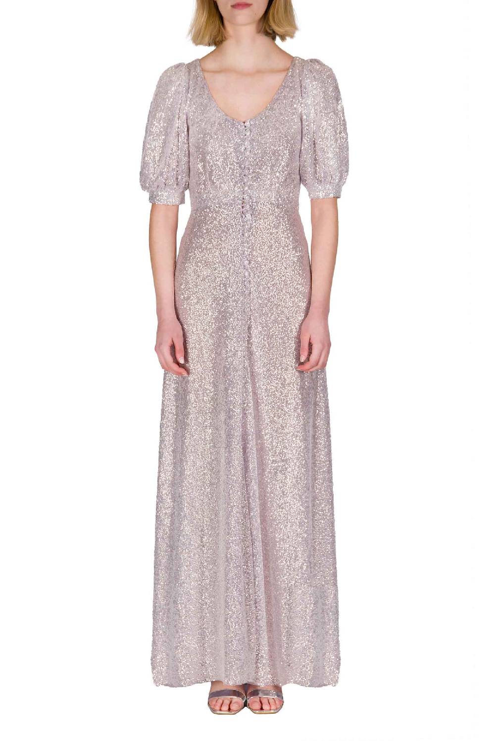 Luisa Beccaria Abito Con Paillettes Bottoncino
