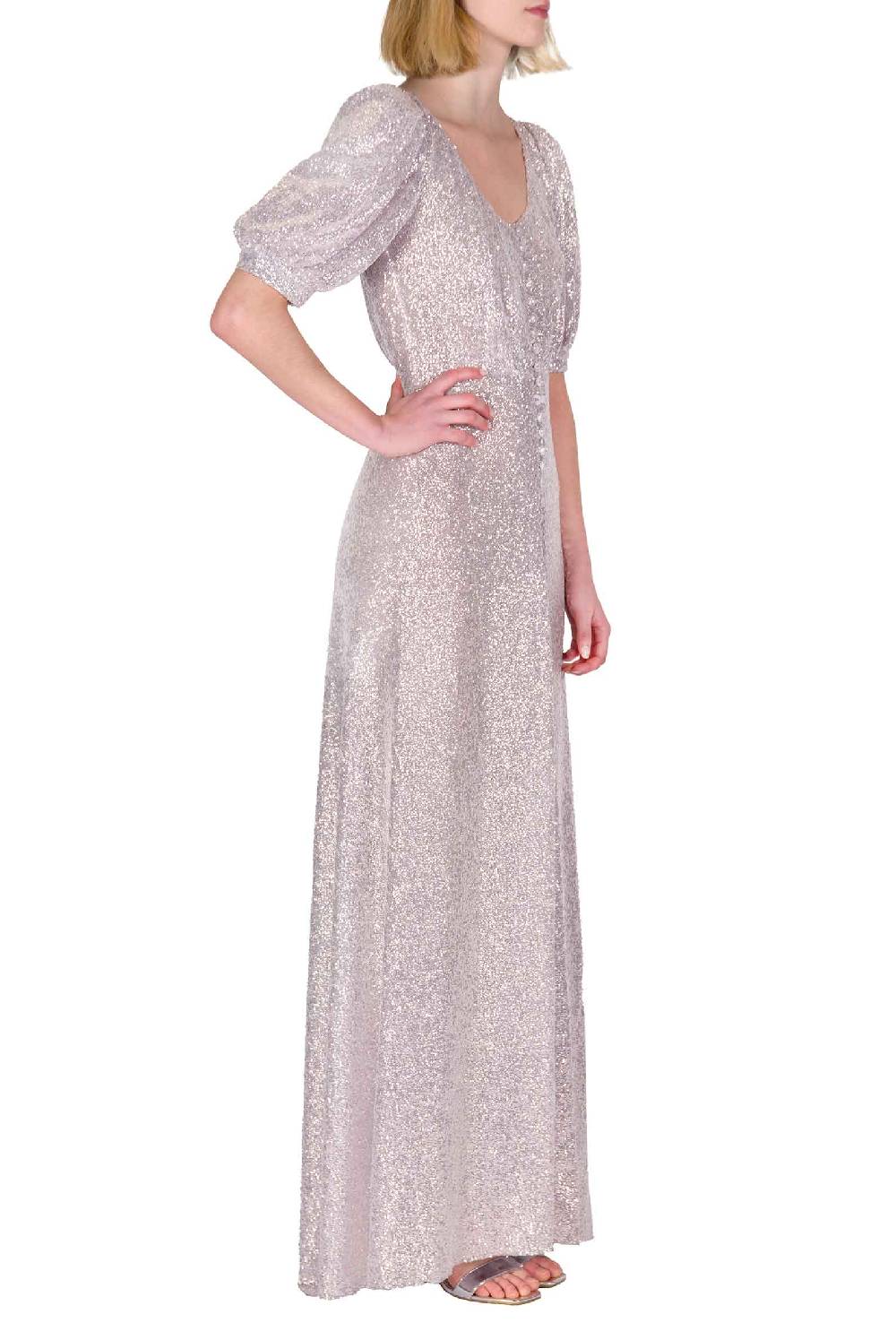 Luisa Beccaria Abito Con Paillettes Bottoncino