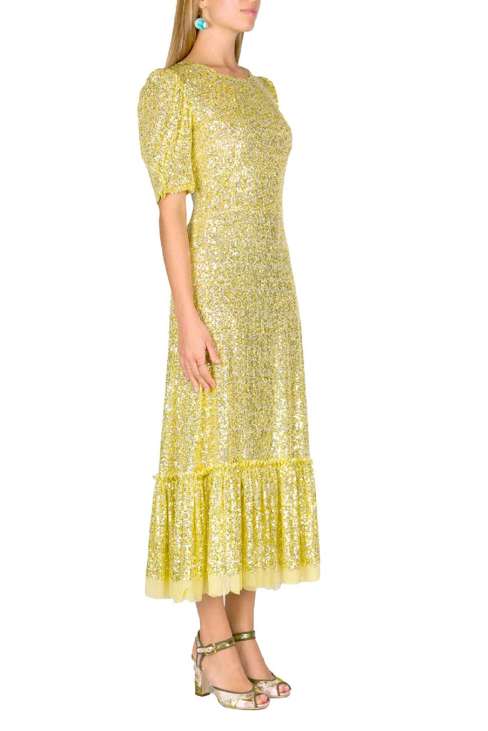 Luisa Beccaria Abito Con Volant Di Paillettes