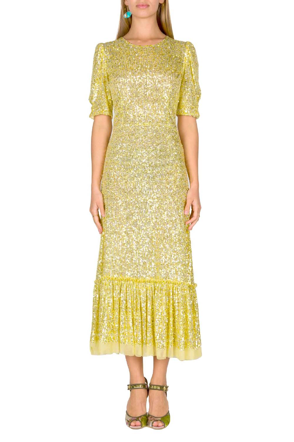 Luisa Beccaria Abito Con Volant Di Paillettes