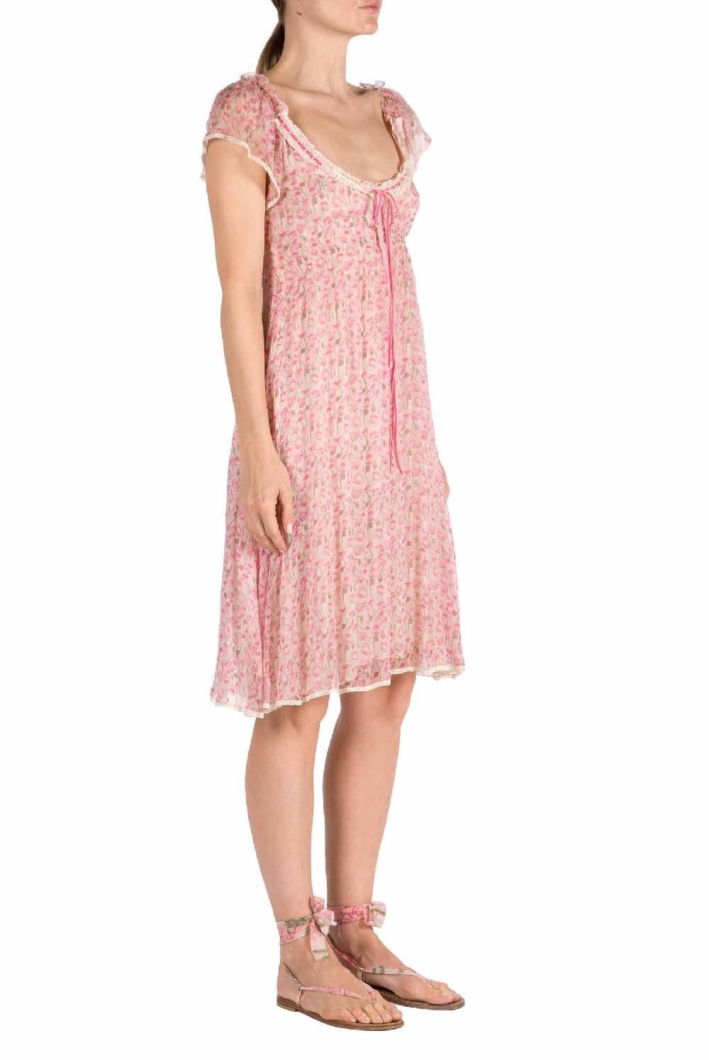 Luisa Beccaria Abito In Chiffon Con Micro Papaveri