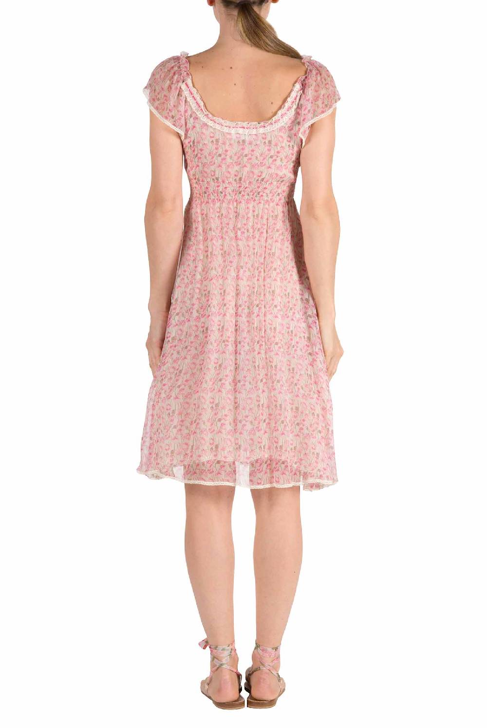 Luisa Beccaria Abito In Chiffon Con Micro Papaveri