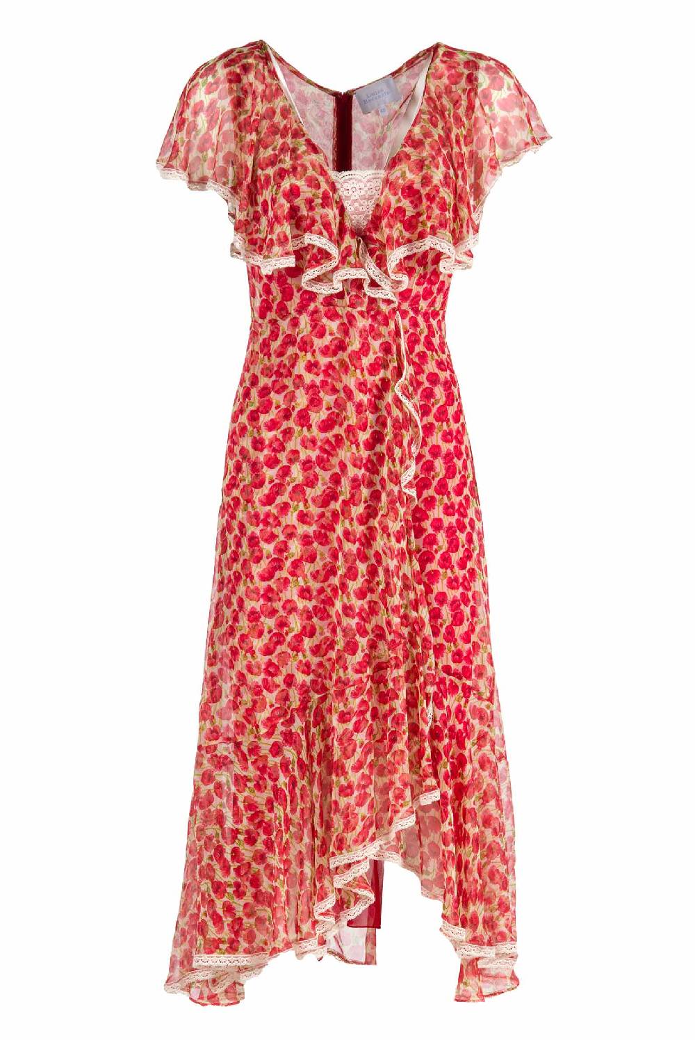 Luisa Beccaria Abito in chiffon con micro papaveri