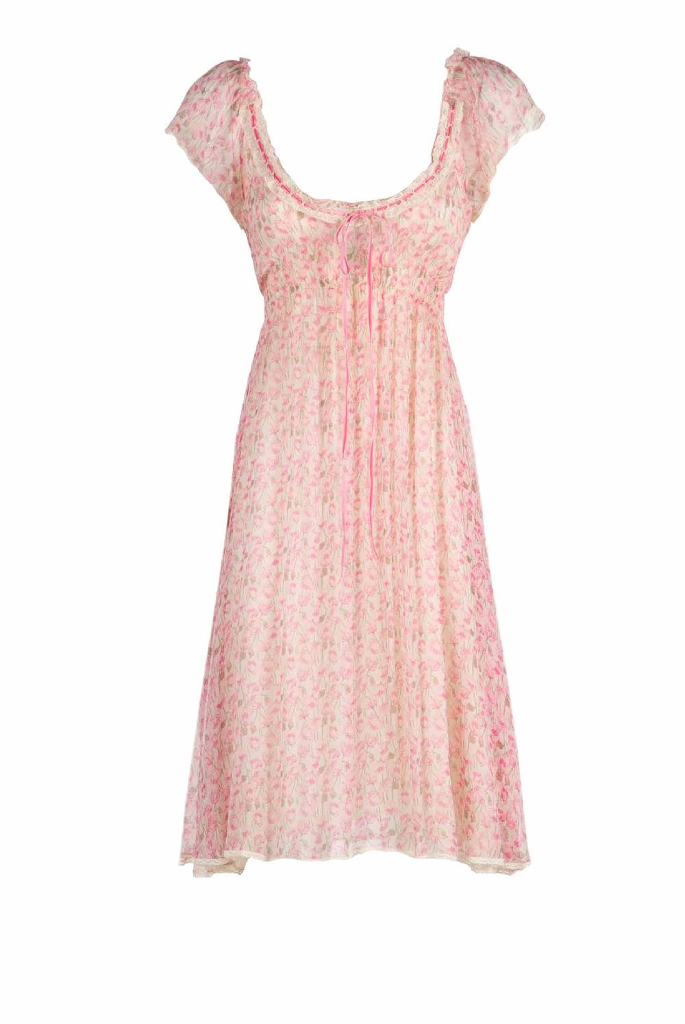 Luisa Beccaria Abito in chiffon con micro papaveri