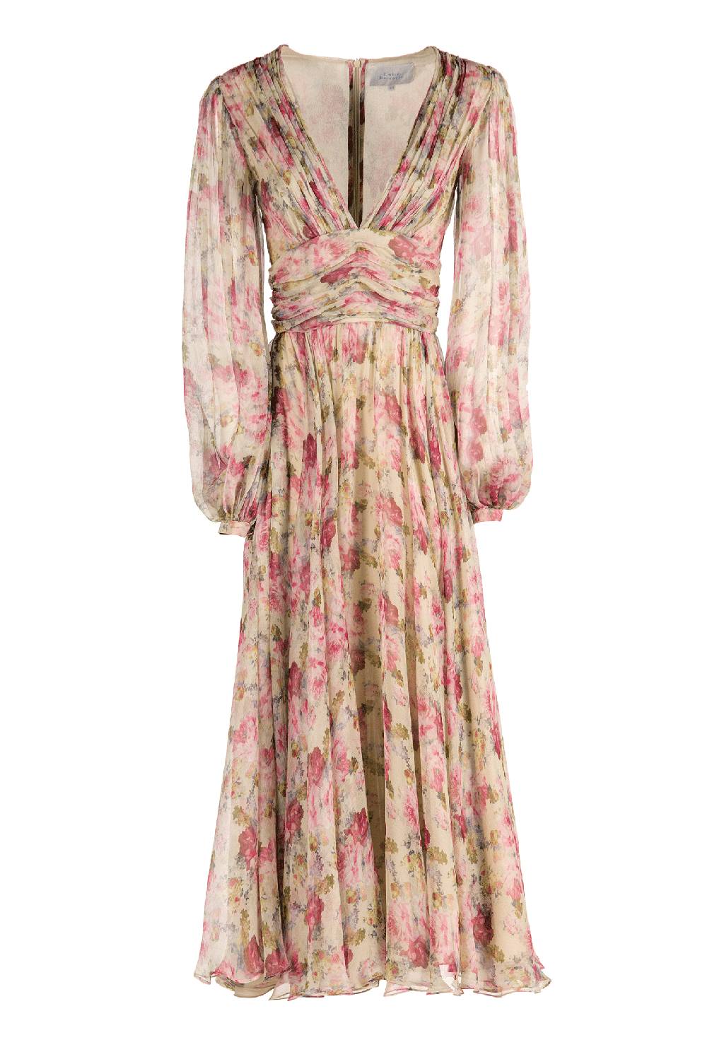 Luisa Beccaria Abito in chiffon con rose stampate