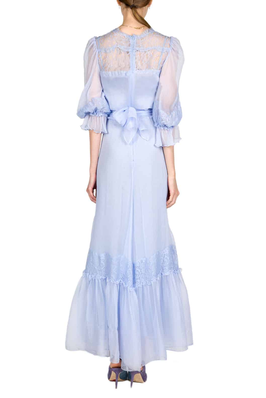 Luisa Beccaria Abito In Chiffon Decorato In Pizzo