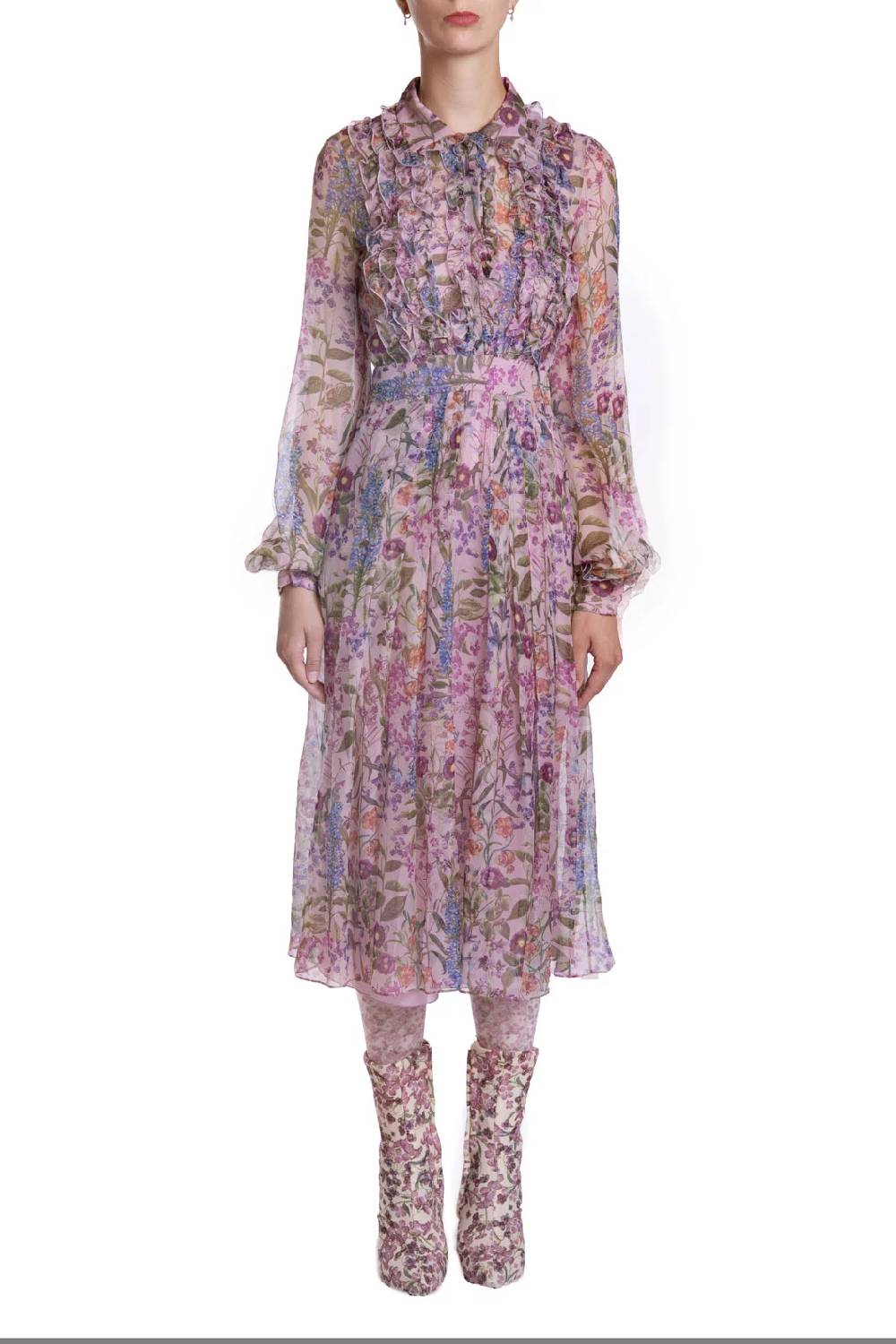 Luisa Beccaria Abito In Chiffon Stampato