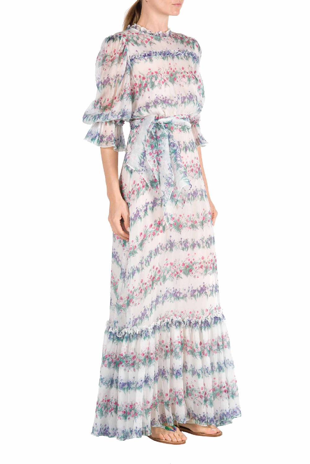 Luisa Beccaria Abito In Chiffon Stampato Floreale