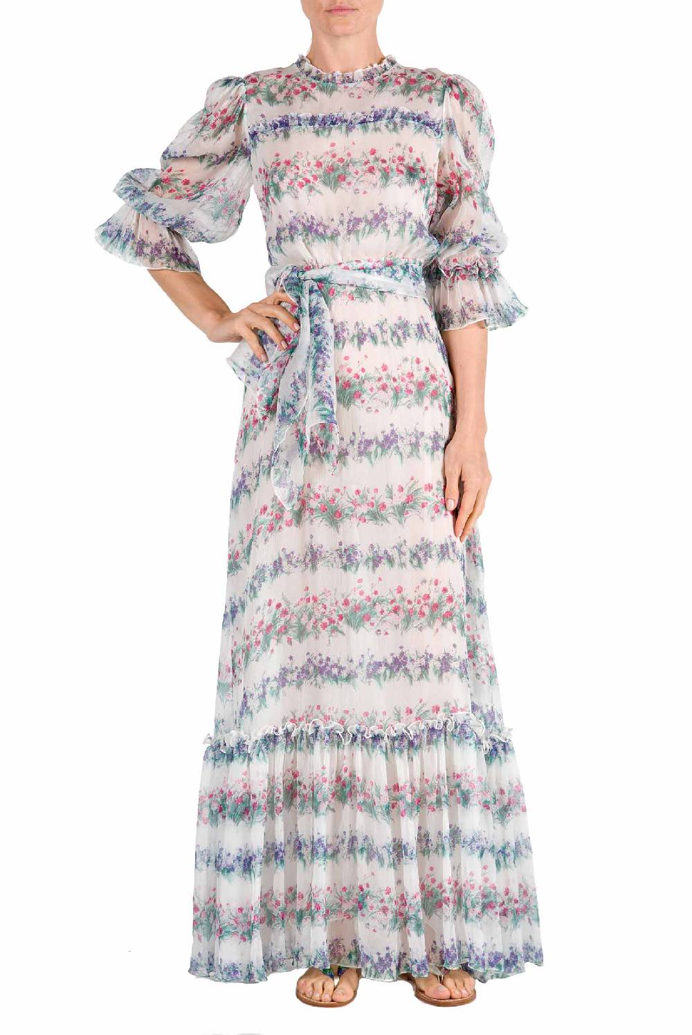 Luisa Beccaria Abito In Chiffon Stampato Floreale