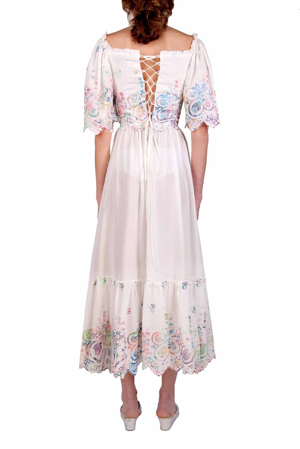 Luisa Beccaria Abito In Cotone Bianco Ricamato