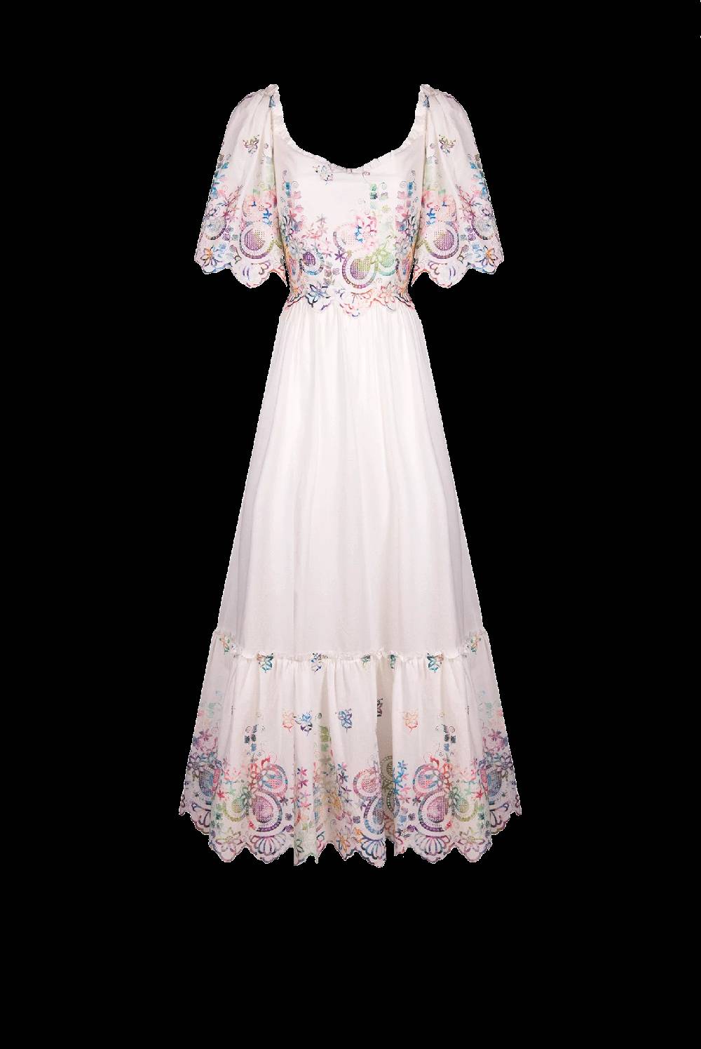 Luisa Beccaria Abito in cotone bianco ricamato