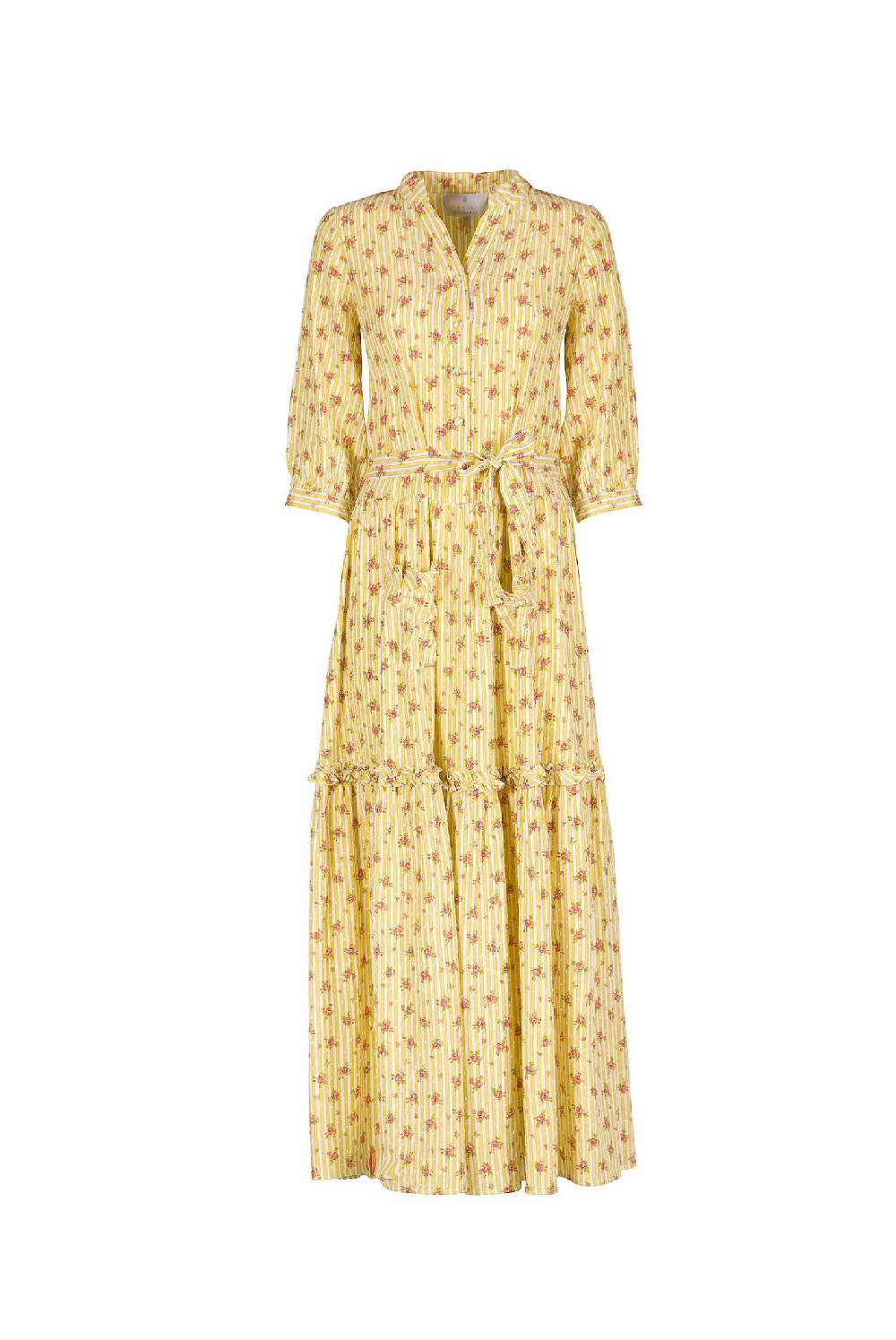 Luisa Beccaria Abito in cotone con rose a righe