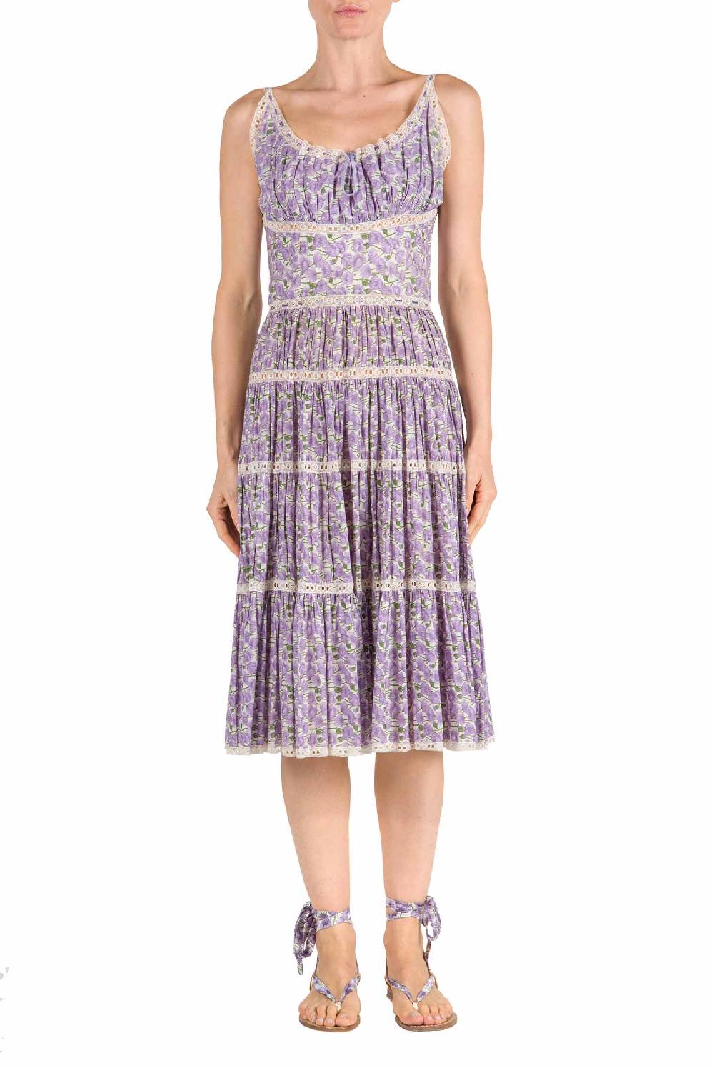 Luisa Beccaria Abito In Cotone Micro Papaveri