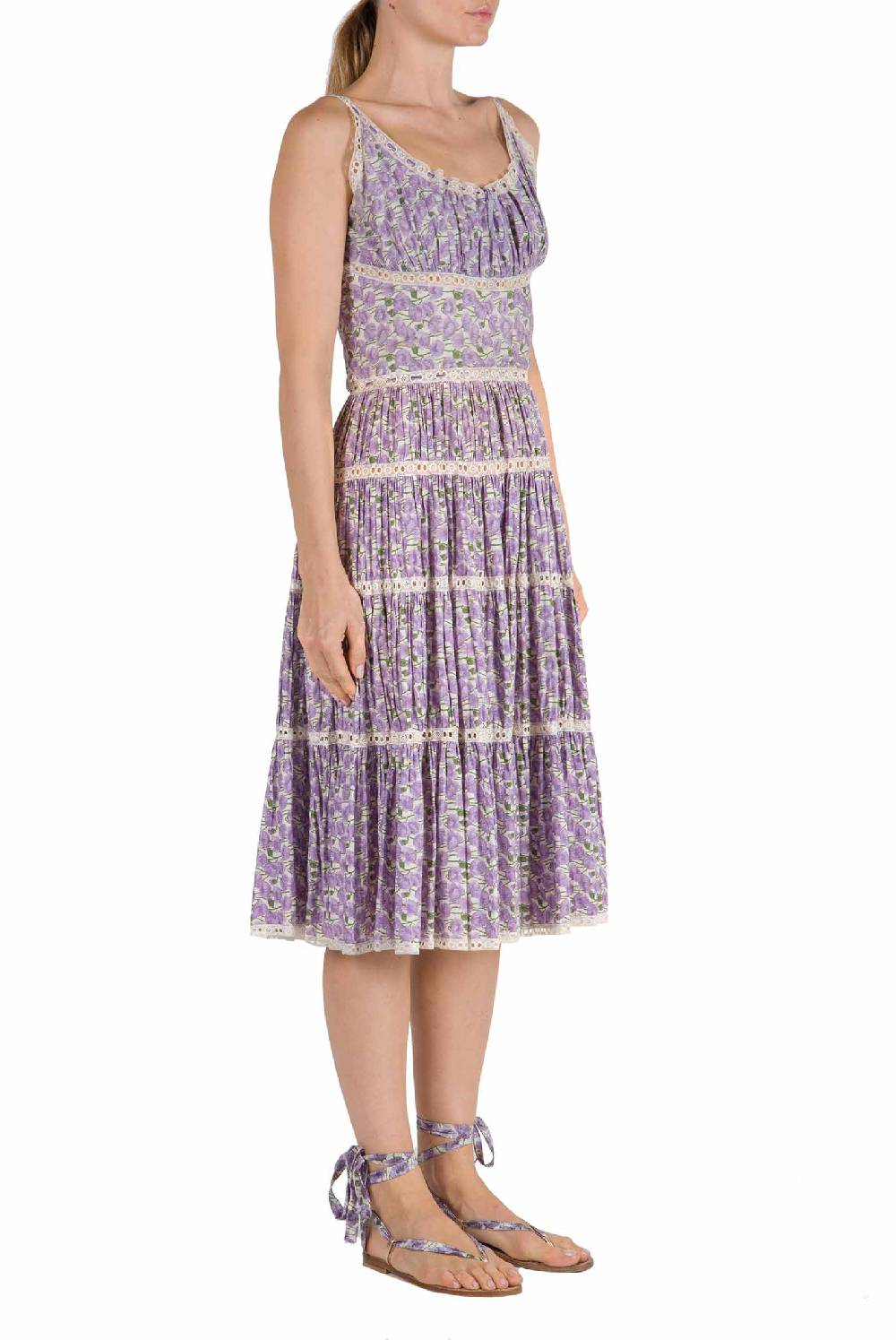 Luisa Beccaria Abito In Cotone Micro Papaveri