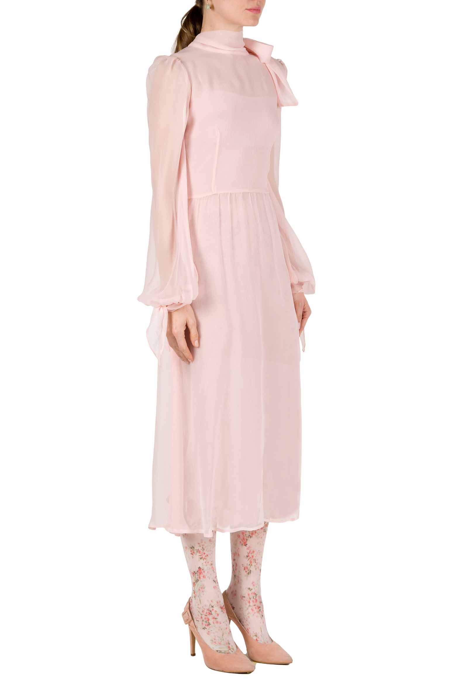 Luisa Beccaria Abito In Crepon Di Chiffon Rosa