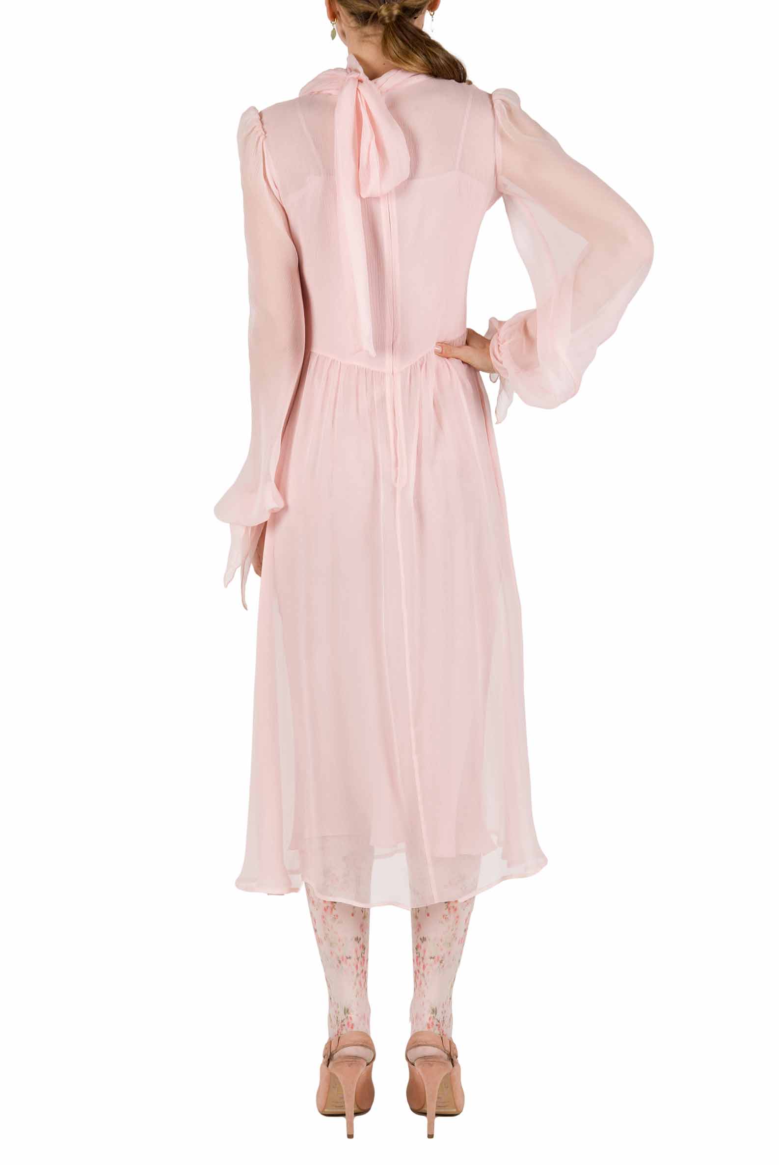 Luisa Beccaria Abito In Crepon Di Chiffon Rosa