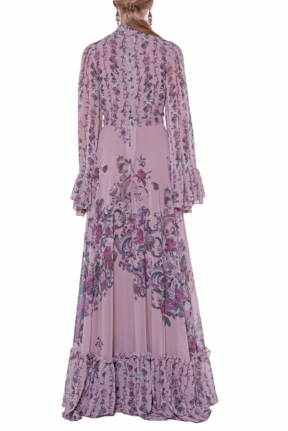 Luisa Beccaria Abito In Georgette Stampato Fiori