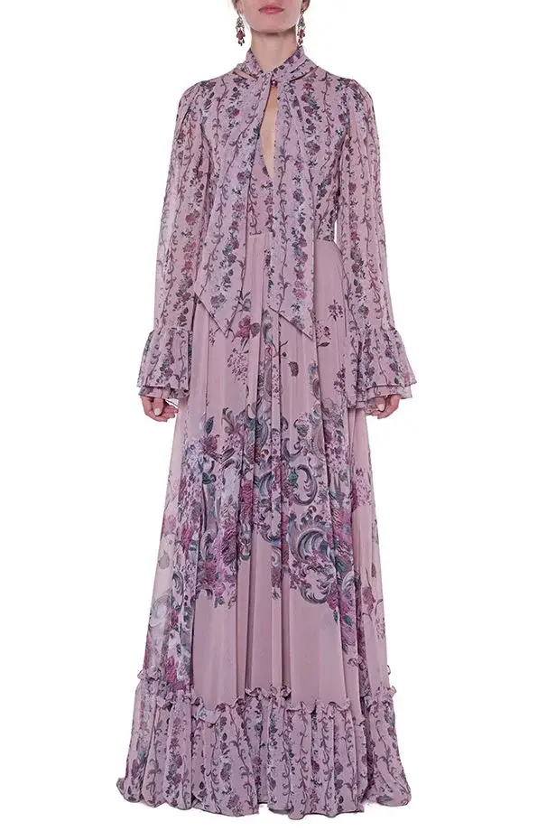 Luisa Beccaria Abito in georgette stampato fiori