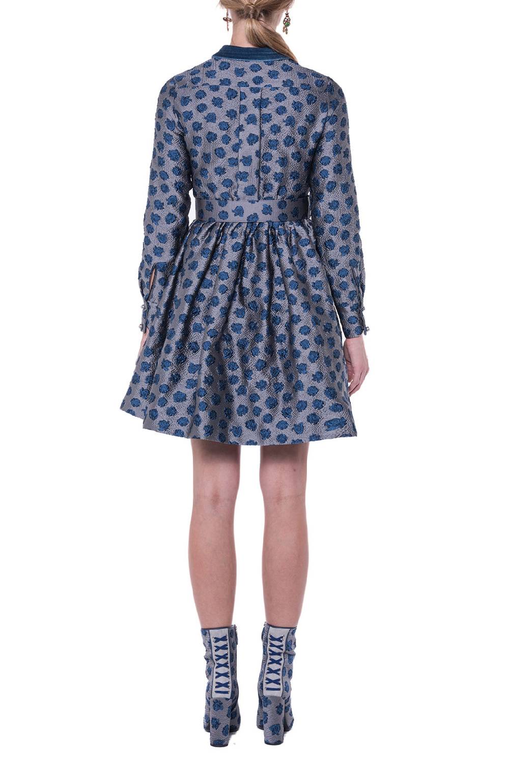 Luisa Beccaria Abito In Jacquard A Maniche Lunghe